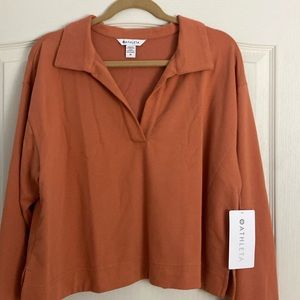NWT Athleta Retro Terry Polo Sweatshirt sz M